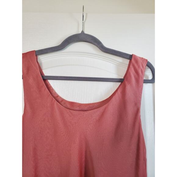 Dela-Jo by Lida Formal Shiny Salmon Pink Asymmetric Tiered Ruffle Dress, Size 8 - Picture 8 of 11